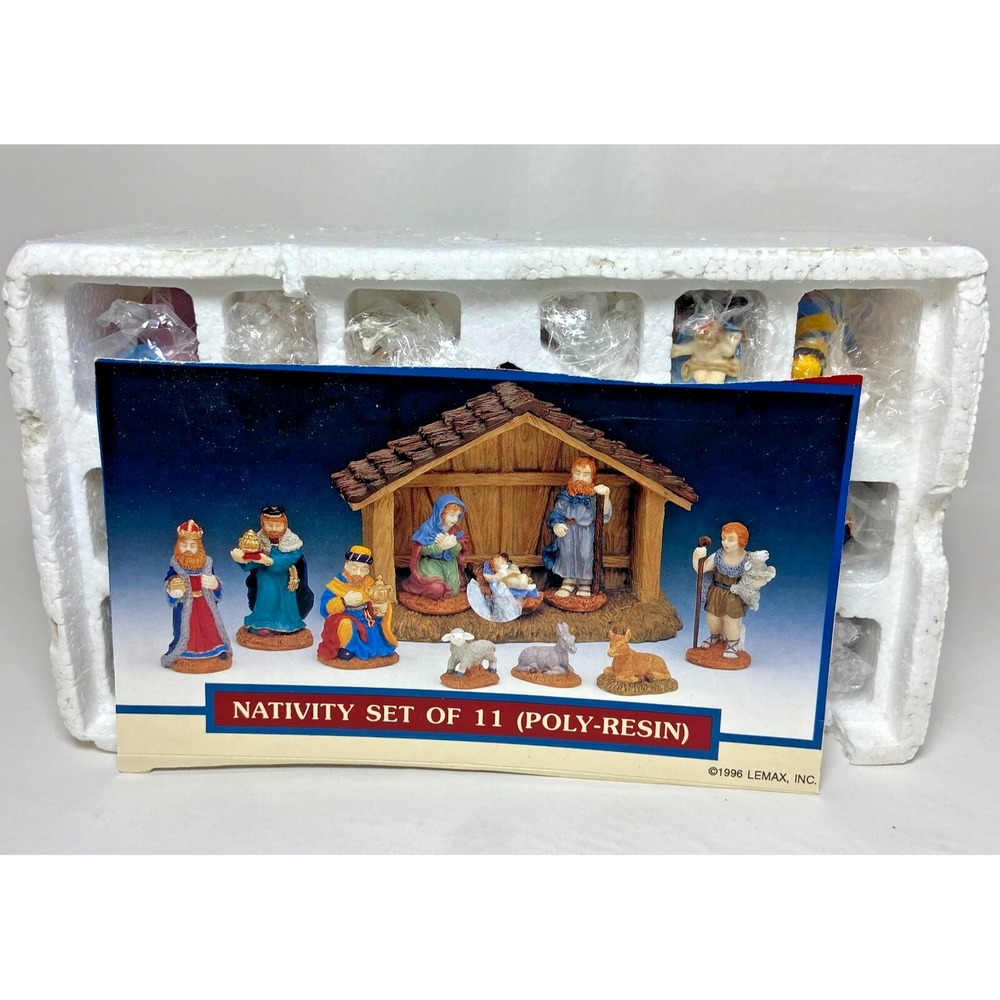Vintage Christmas Holiday Mini Nativity Set 11‎ pc Poly Resin Lemax 63179 Jesus